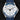 direct close-up studio front portrait of the 42mm stainless steel Breitling Superocean A17375 watch featuring a white dial and blue ceramic bezel on a watch stand